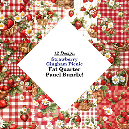 Strawberry Gingham Picnic Fat Quarter Bundle