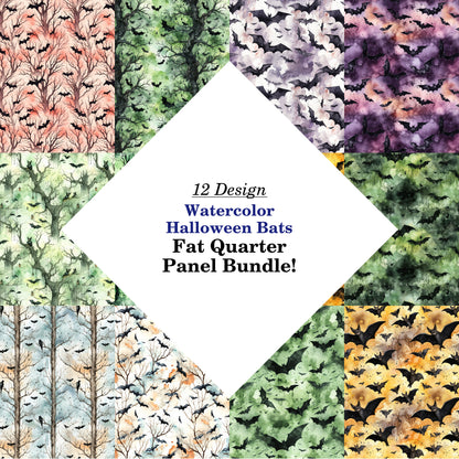Watercolor Halloween Bats Fat Quarter Bundle