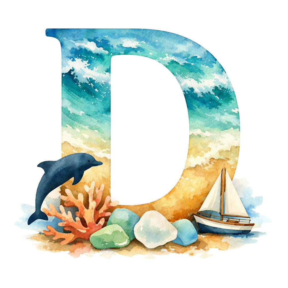 Summer Beach Alphabet Fabric Panel 4