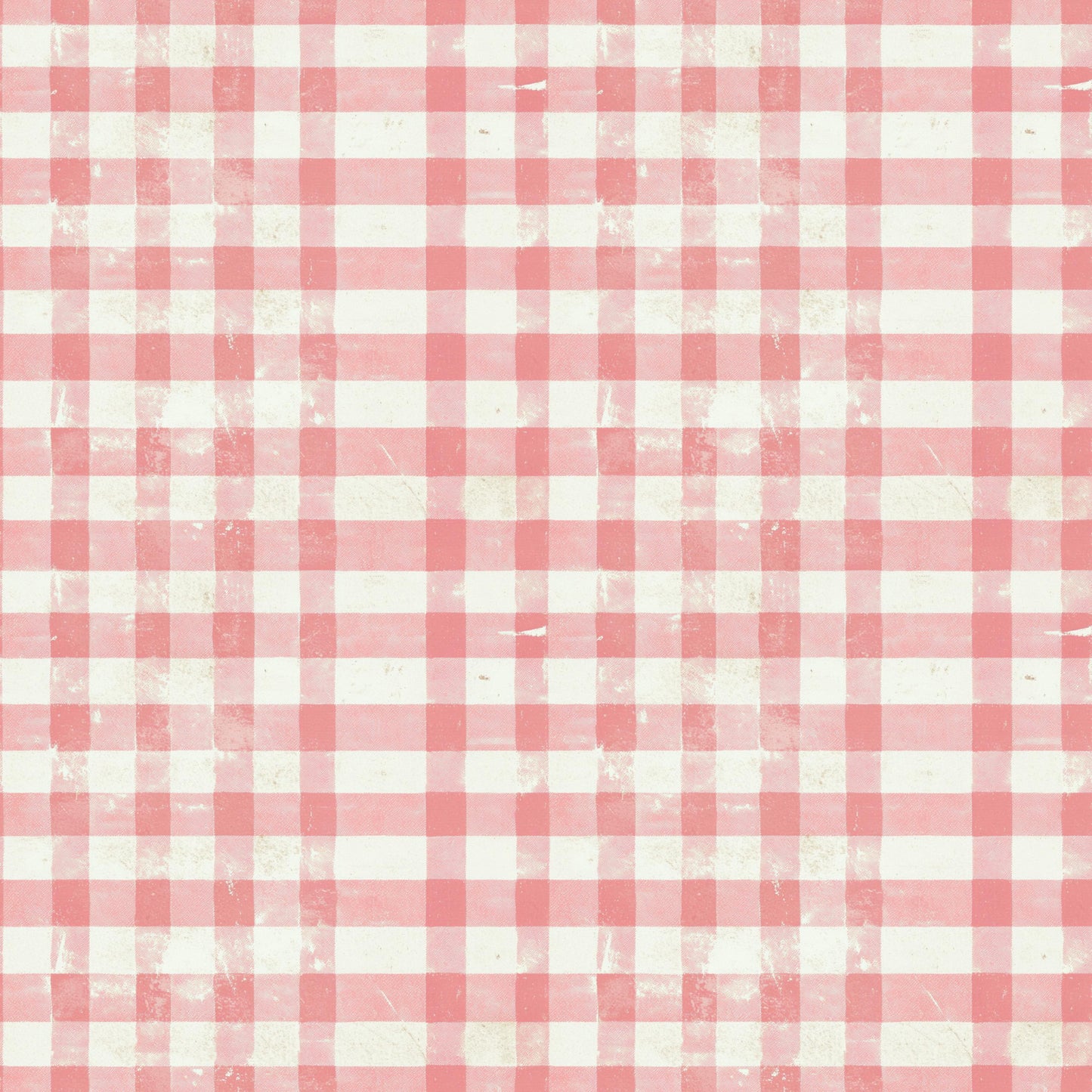 vintage pink, coral pink, cream white, gingham pattern, checkered design, distressed texture, weathered look, shabby chic, rustic charm, quilting cotton, fabric panel, pastel colors, cottage style, worn finish, alternating squares, geometric pattern, soft pink, antique style, crafting material