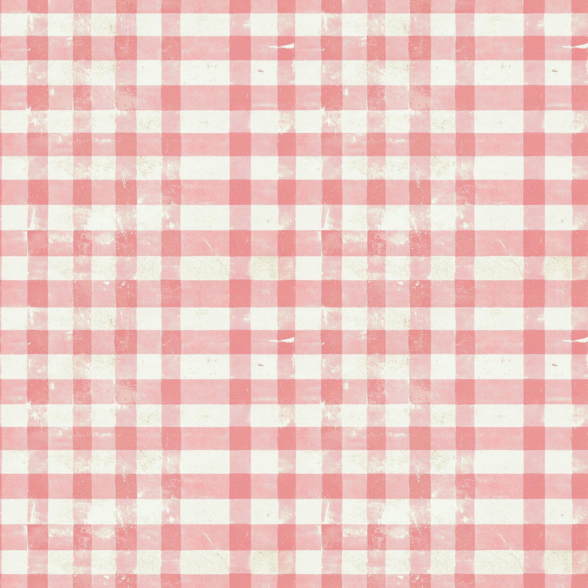 vintage pink, coral pink, cream white, gingham pattern, checkered design, distressed texture, weathered look, shabby chic, rustic charm, quilting cotton, fabric panel, pastel colors, cottage style, worn finish, alternating squares, geometric pattern, soft pink, antique style, crafting material