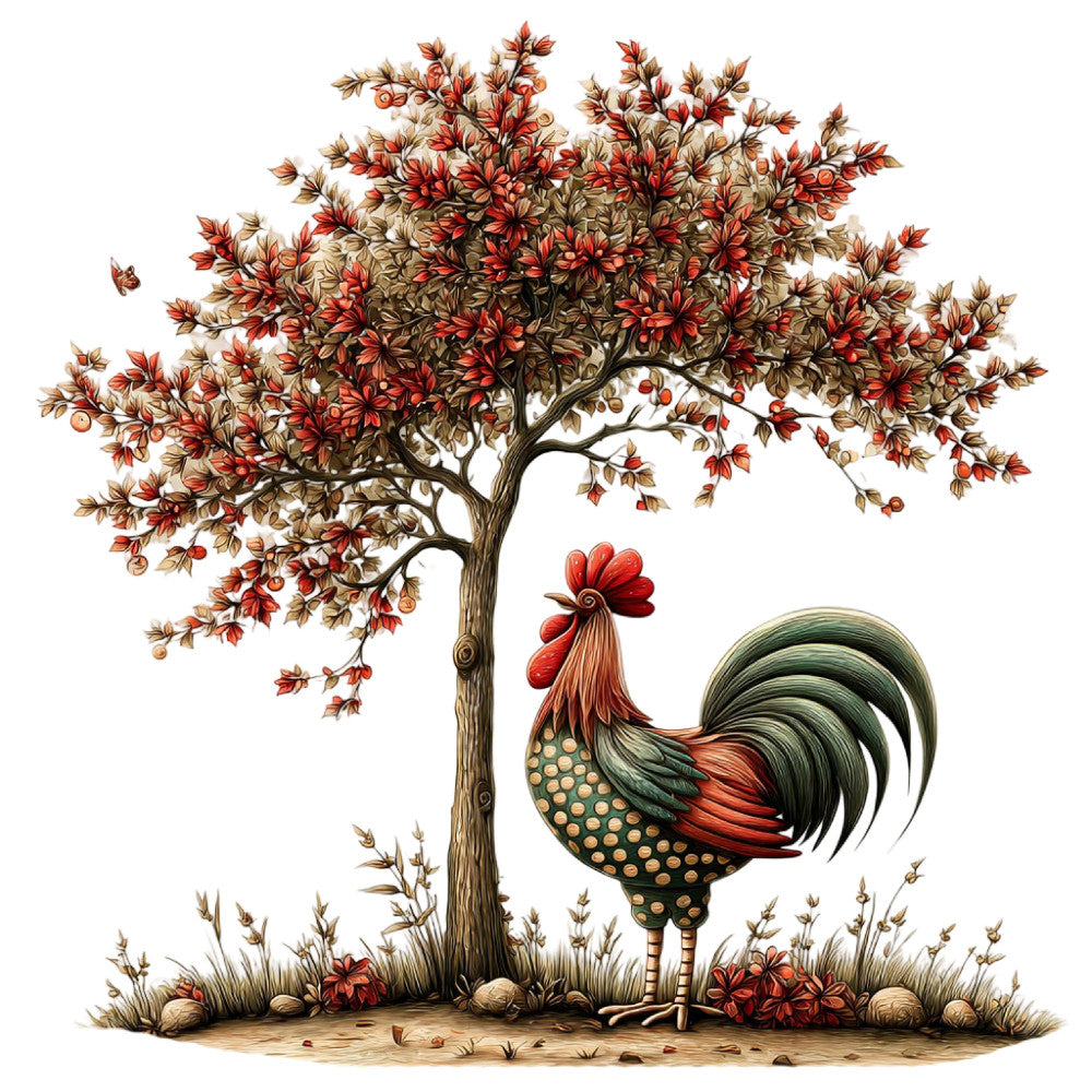 Whimsical Autumn Rooster Fabric Panel 9