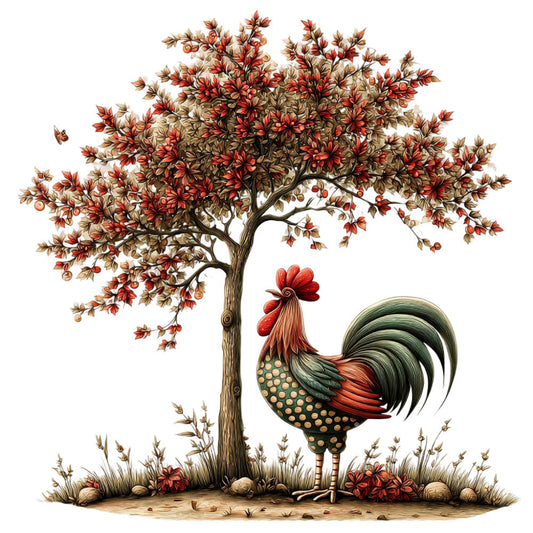 Whimsical Autumn Rooster Fabric Panel 9
