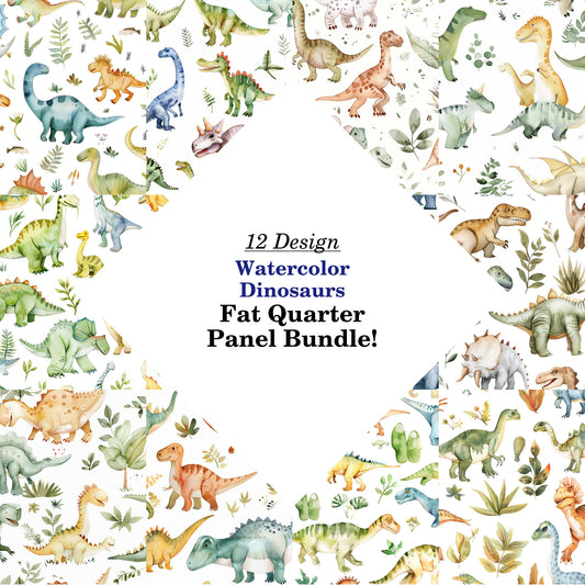 Watercolor Dinosaurs Fat Quarter Bundle