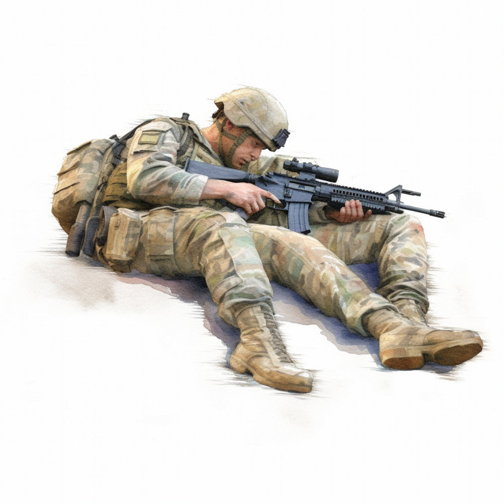 Watercolor Military Fabric Panel 19