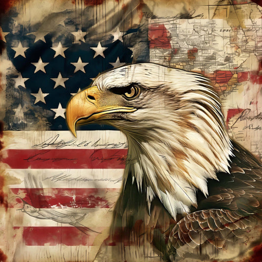 Vintage Patriotic Fabric Panel 28