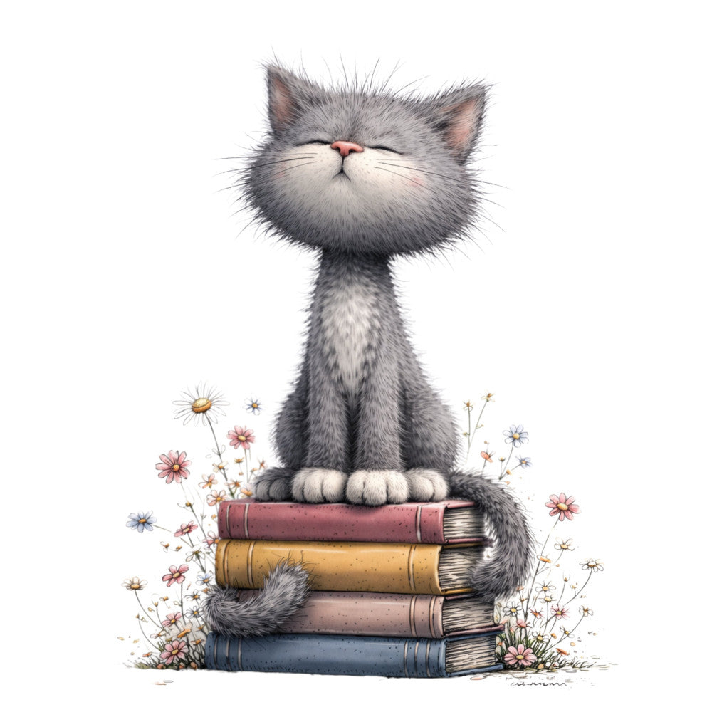 Cute Gray Cat Fabric Panel 10