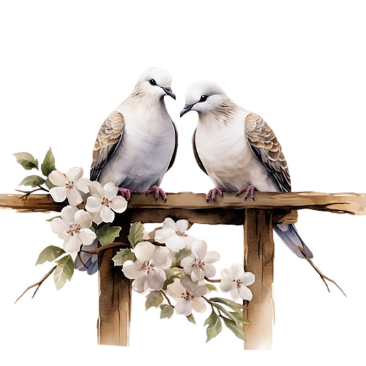 Spring White Doves Fabric Panel 10