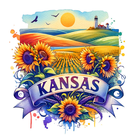 US States Retro Travel Fabric Panel 9