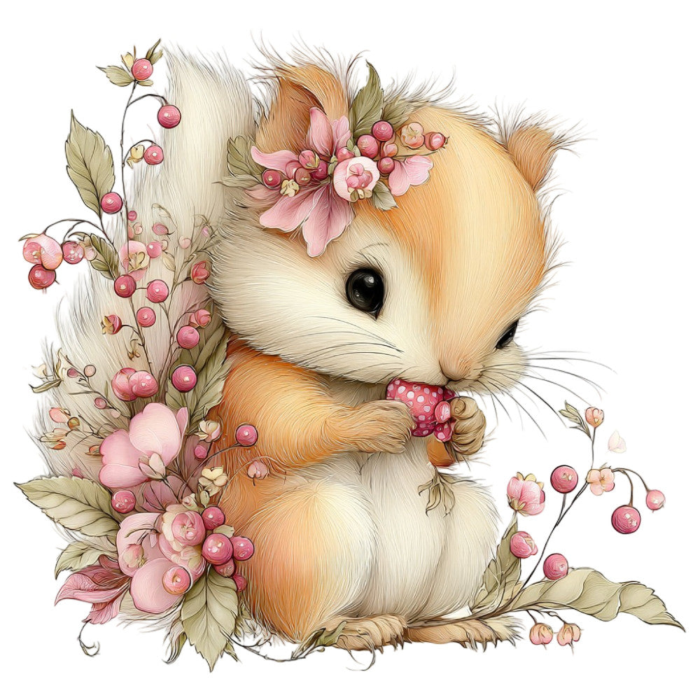 Whimsical Summer Squirrel Fabric Panel 26