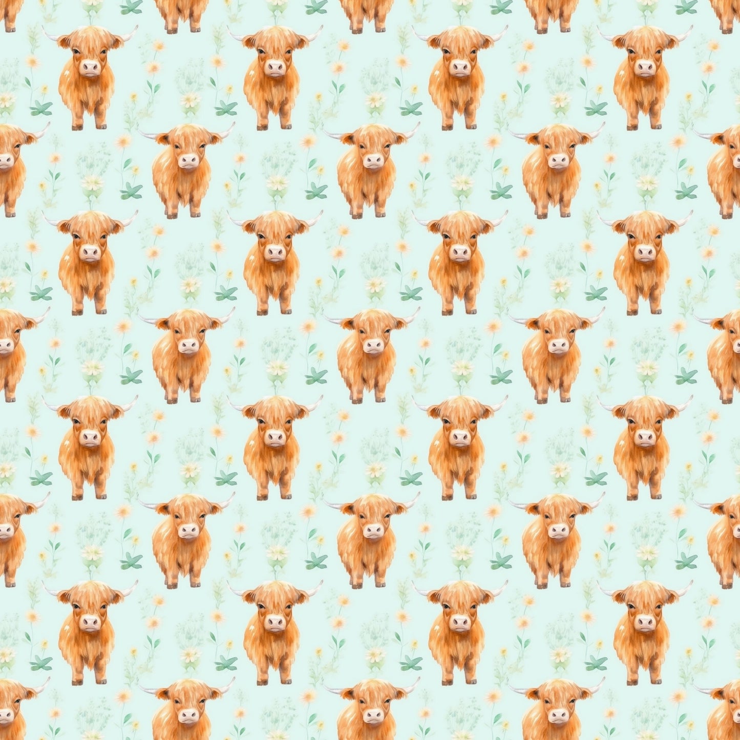 Funky Highland Cows Pattern 1 Quilting Cotton Fabric