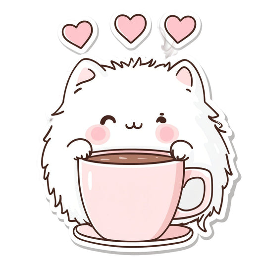 White Kawaii Cat Fabric Panel 20