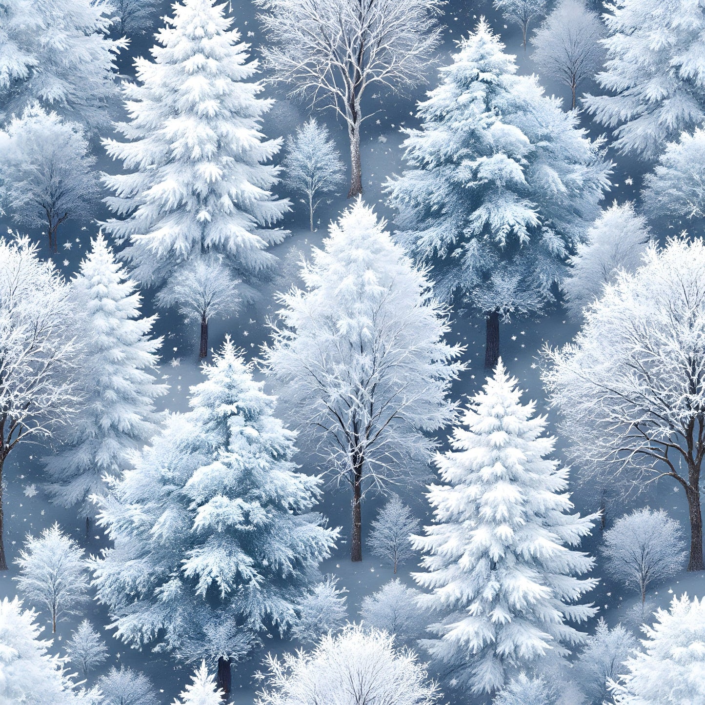 Daily Deal: Frosty Winter Trees Pattern 13 Quilting Cotton Fabric - 45" x 1 Yard"
