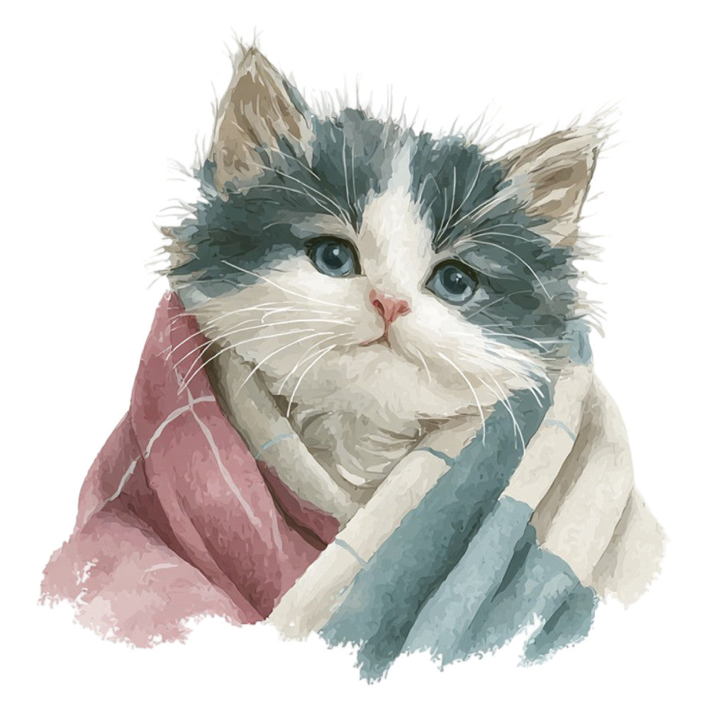 Watercolor Kitten Fabric Panel 24