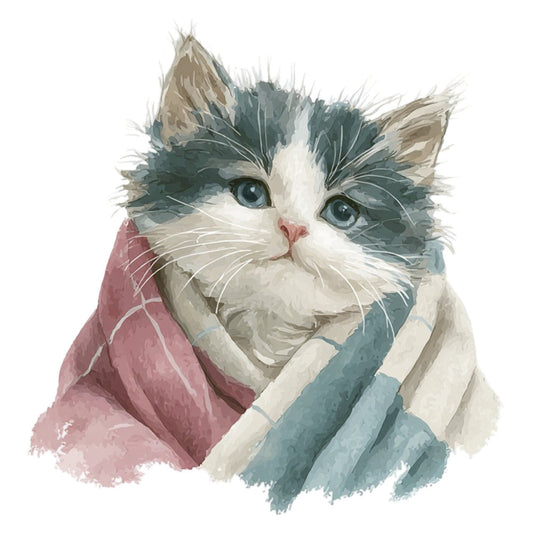 Watercolor Kitten Fabric Panel 24