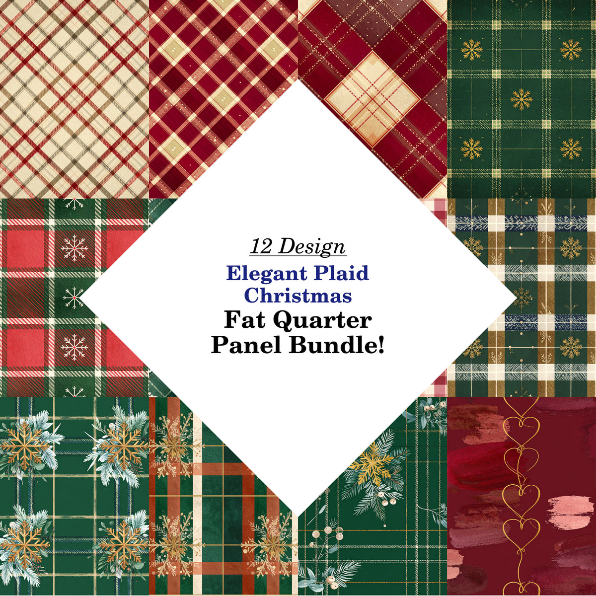 Elegant Plaid Christmas Fat Quarter Bundle