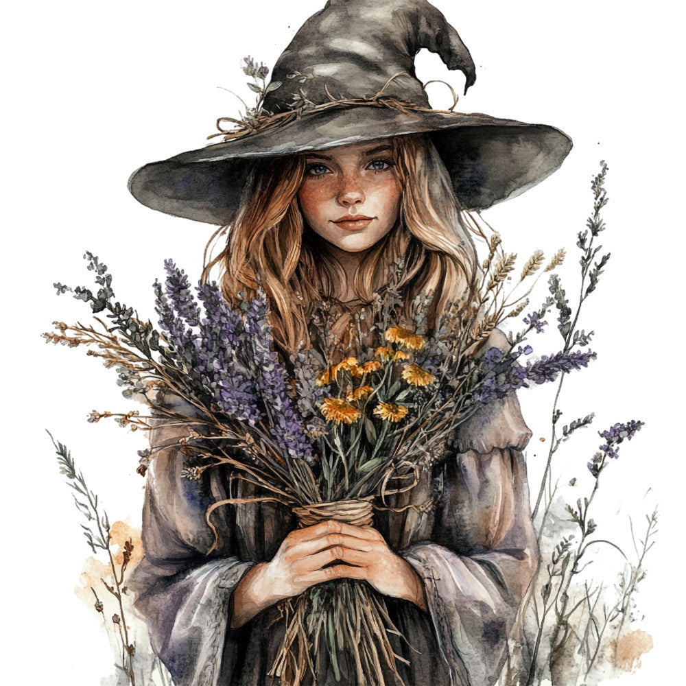 Watercolor Witch Fabric Panel 31