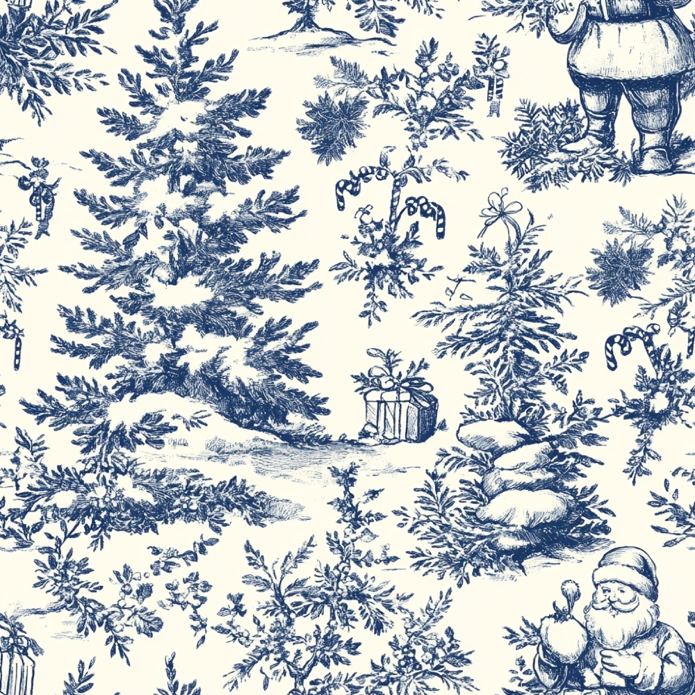 Daily Deal: Christmas Chinoiserie Pattern 8 Quilting Cotton Fabric - 45" x 1 Yard"