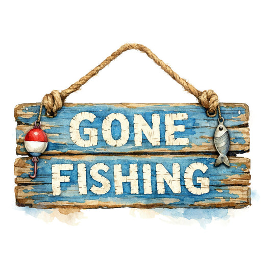 Vintage Fishing Fabric Panel 9