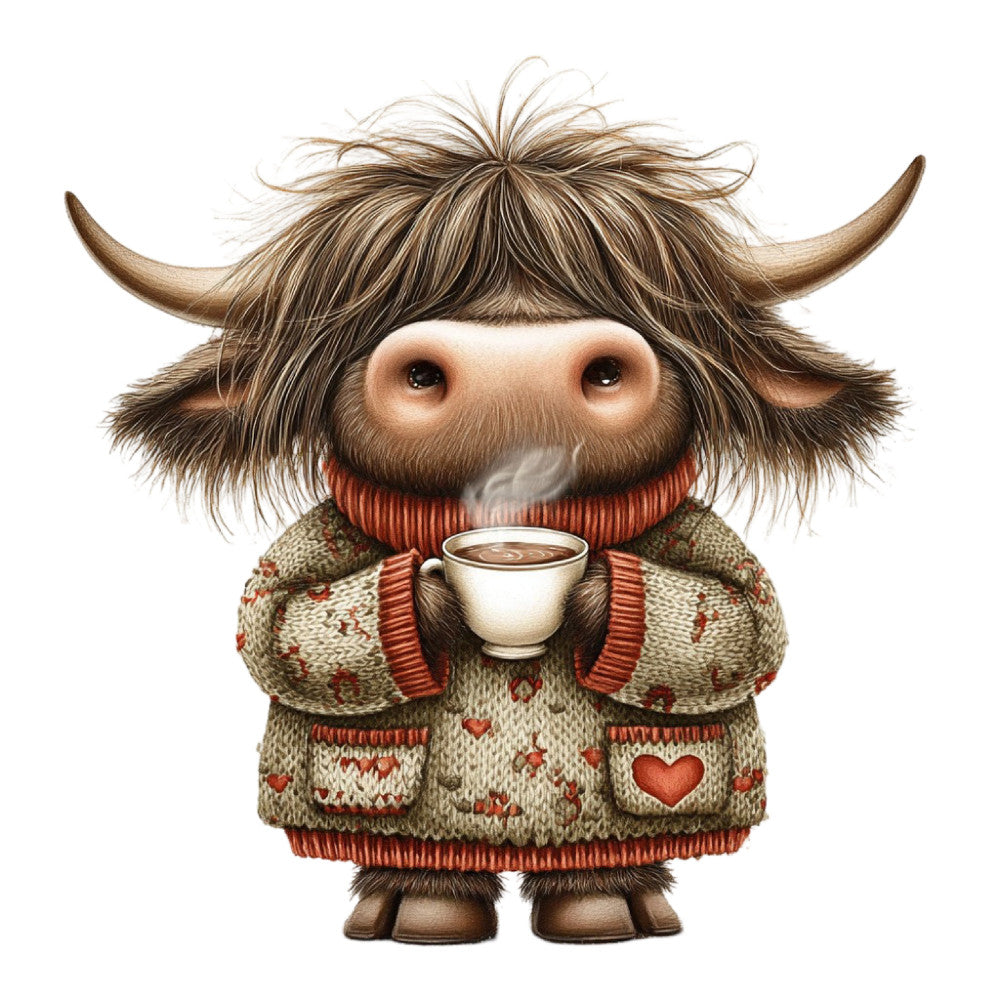 Whimsical Autumn Cow Fabric Panel 4