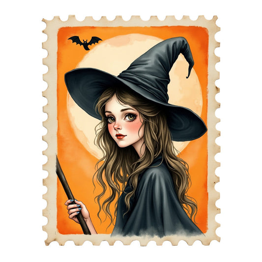Halloween Postage Stamps Fabric Panel 11