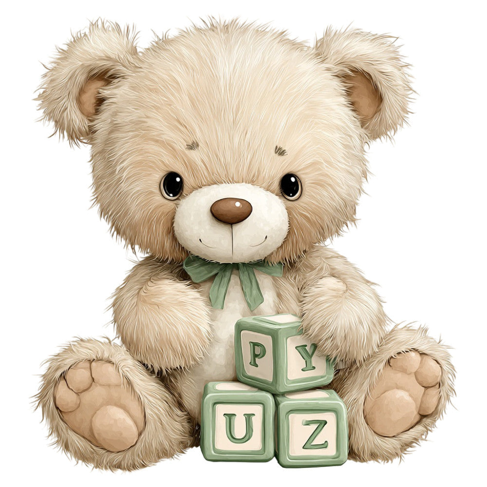Watercolor Teddy Bear Fabric Panel 8