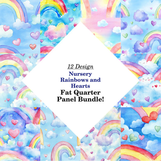 Nursery Rainbows and Hearts Fat Quarter Bundle