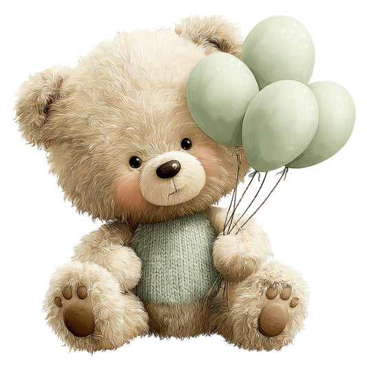 Watercolor Teddy Bear Fabric Panel 18