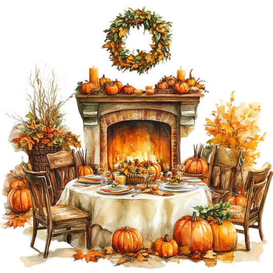 Watercolor Thanksgiving Fabric Panel 28