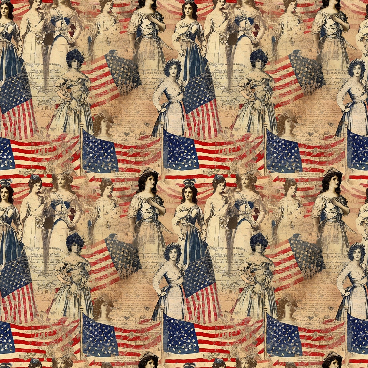 Daily Deal: Americana Chronicles Pattern 6 Quilting Cotton Fabric - 45" x 2 Yards"