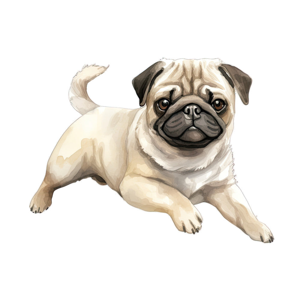 Watercolor Pug Fabric Panel 36