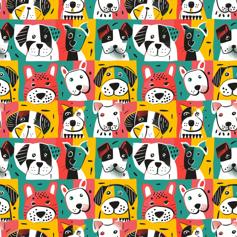 Daily Deal: Posing Dogs Pattern 3 Quilting Cotton Fabric - 45" x 1 Yard"