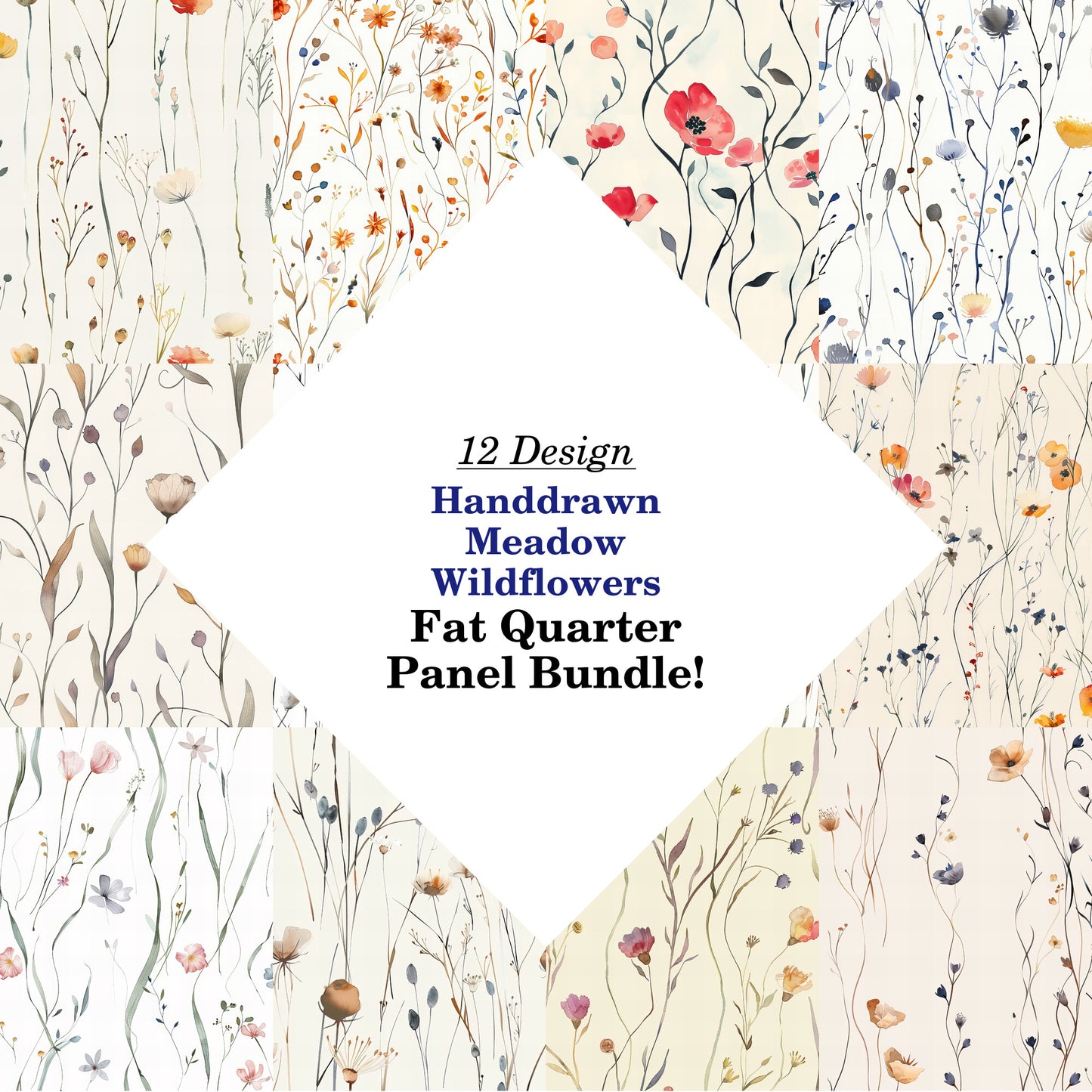 Handdrawn Meadow Wildflowers Fat Quarter Bundle