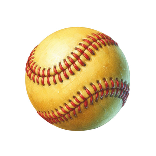 Watercolor Softball Fabric Panel 6