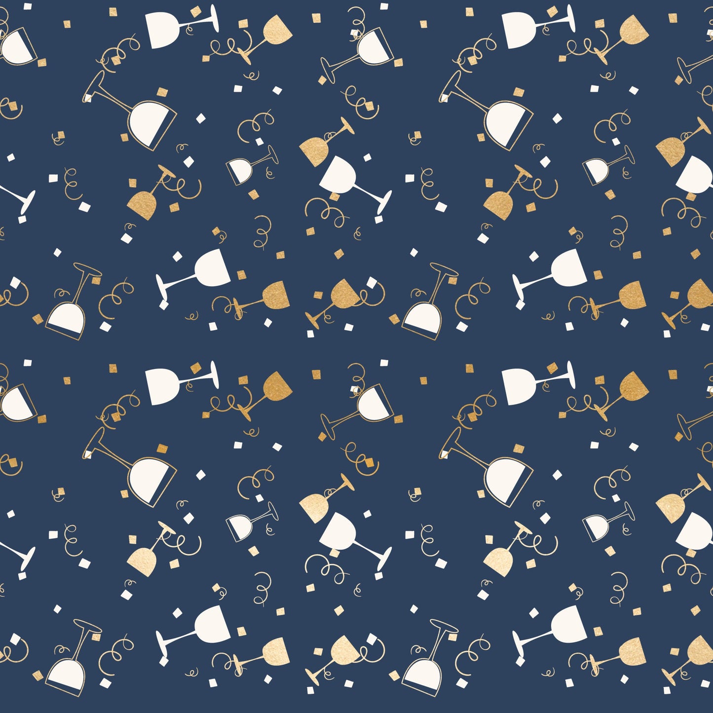 Daily Deal: Navy and Gold Celebration Pattern 4 Quilting Cotton Fabric - 118" x 1 Yard"