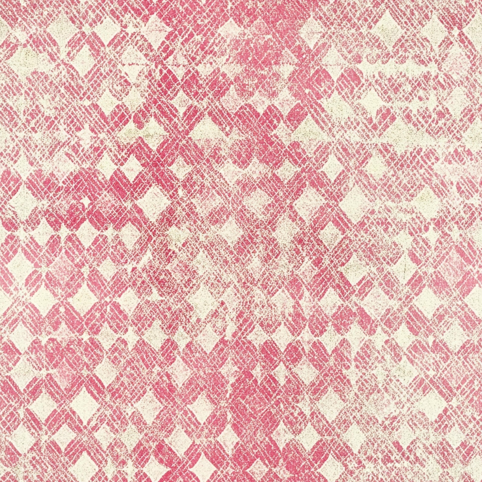vintage pink, cream white, geometric pattern, diamond shapes, crosshatch texture, distressed finish, quilting cotton, fabric panel, worn appearance, shabby chic, faded print, repetitive motifs, dusty rose, soft pink, weathered look, cotton fabric, quilt blocks, muted tones, retro style