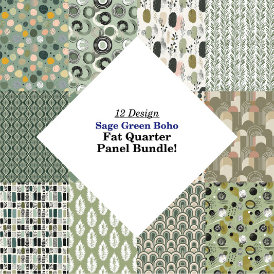 Sage Green Boho Fat Quarter Bundle