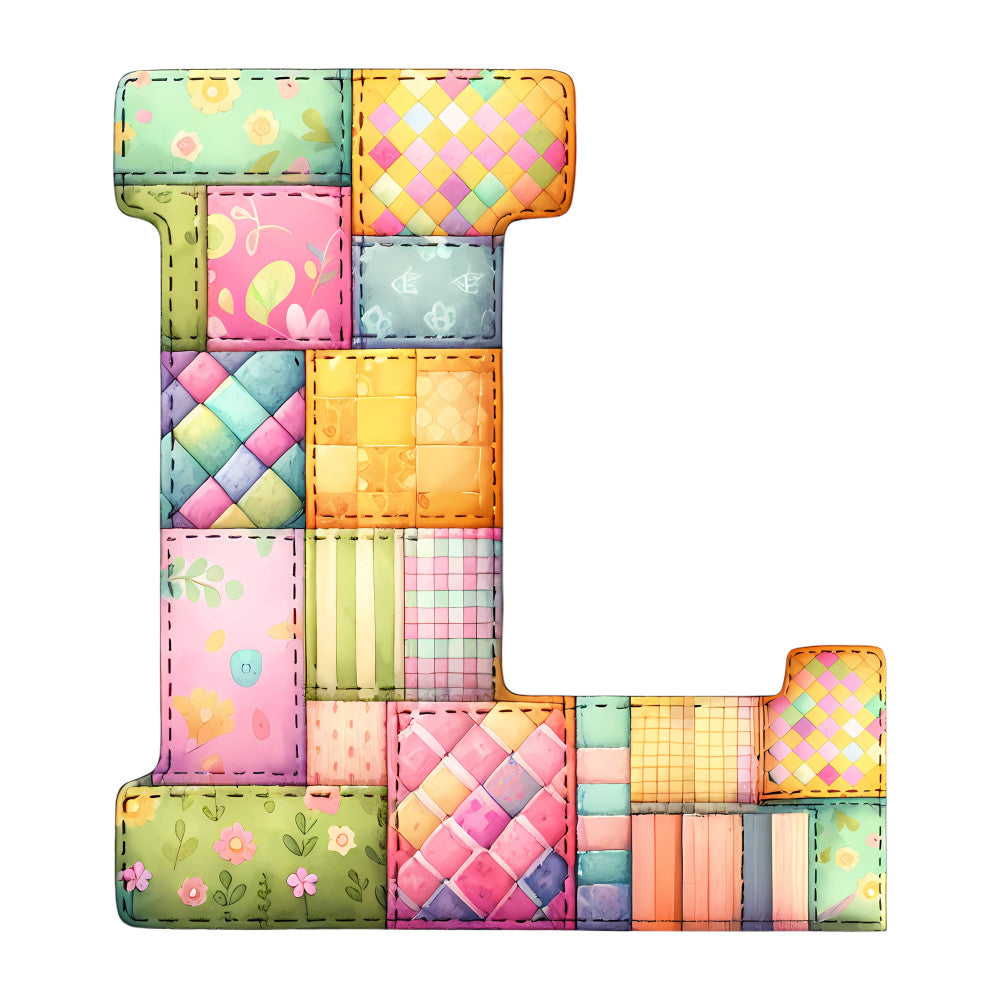 Pink Patchwork Alphabet Fabric Panel 23