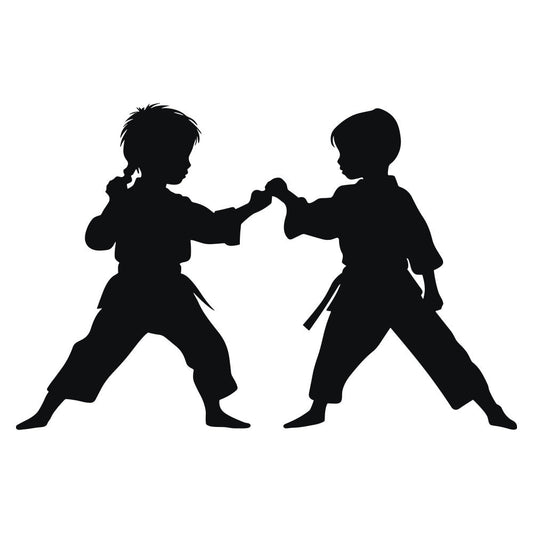 Karate Silhouette Fabric Panel 6