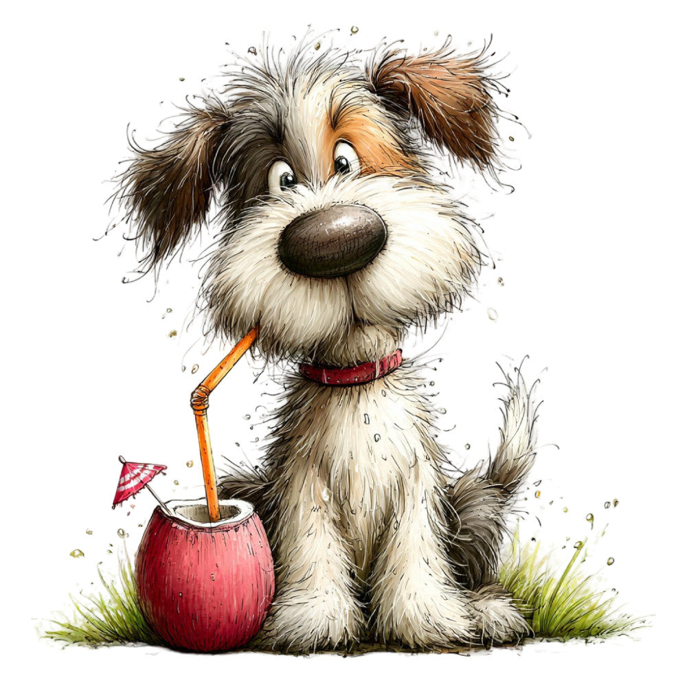 Whimsical Summer Dogs Fabric Panel 18