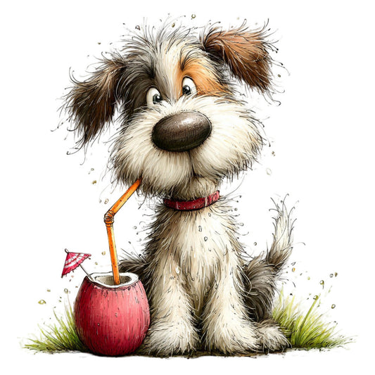 Whimsical Summer Dogs Fabric Panel 18