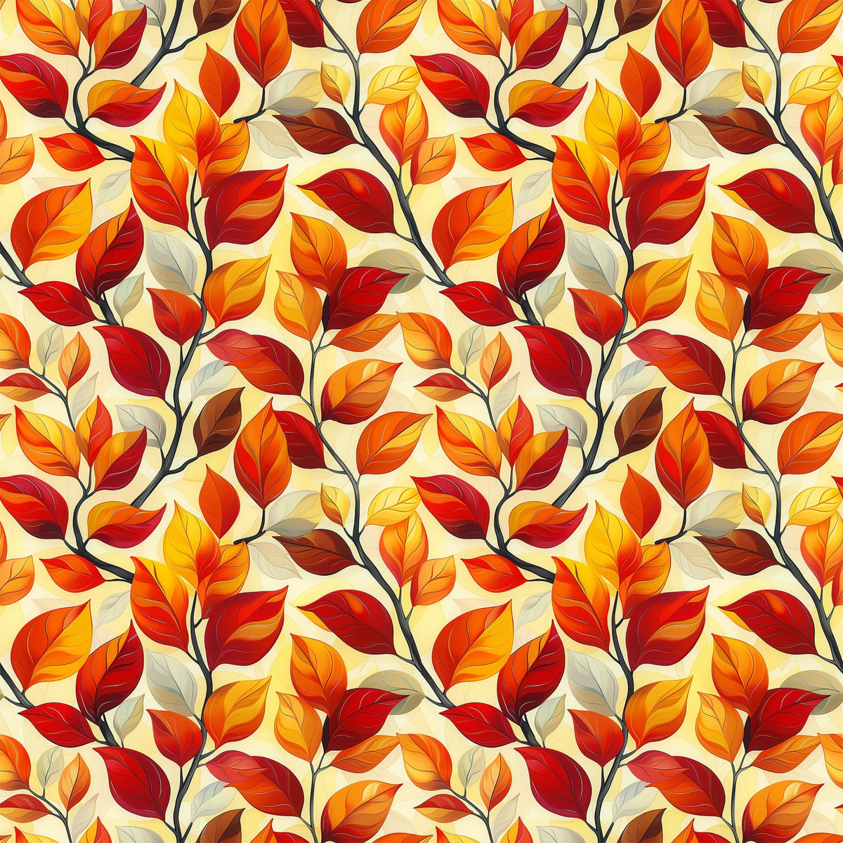 Daily Deal: Artistic Autumn Leaves Pattern 11 Quilting Cotton Fabric - 45" x 4 Yards"
