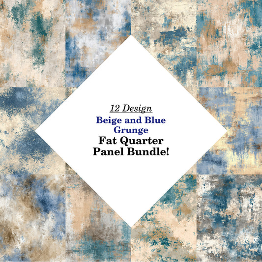 Beige and Blue Grunge Fat Quarter Bundle