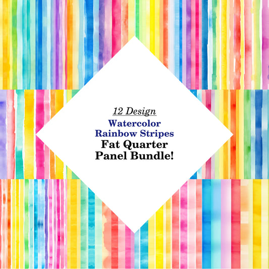 Watercolor Rainbow Stripes Fat Quarter Bundle