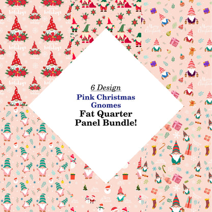 Pink Christmas Gnomes Fat Quarter Bundle