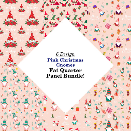 Pink Christmas Gnomes Fat Quarter Bundle
