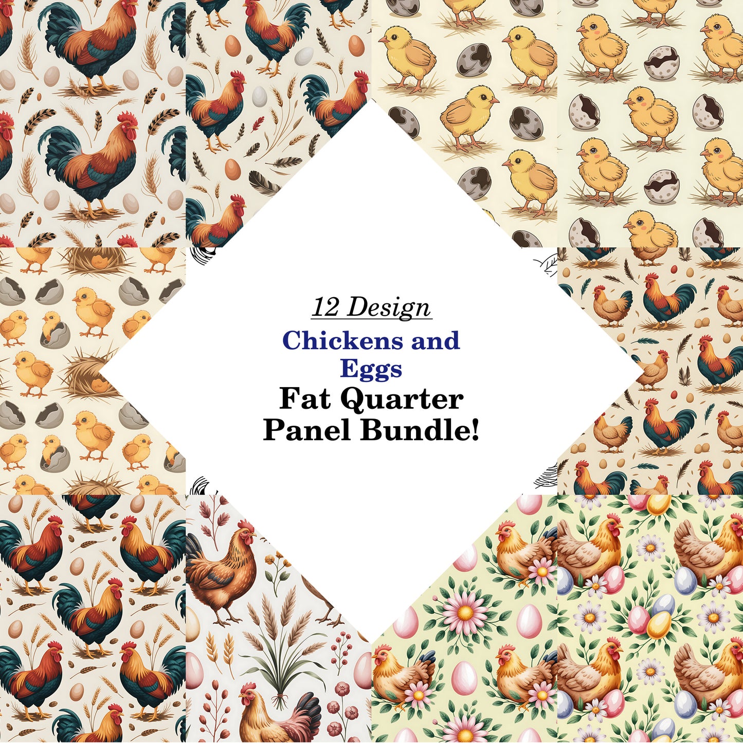 Chickens and Eggs Fat Quarter Bundle