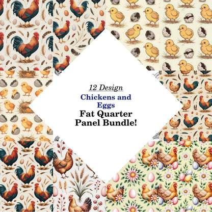 Chickens and Eggs Fat Quarter Bundle