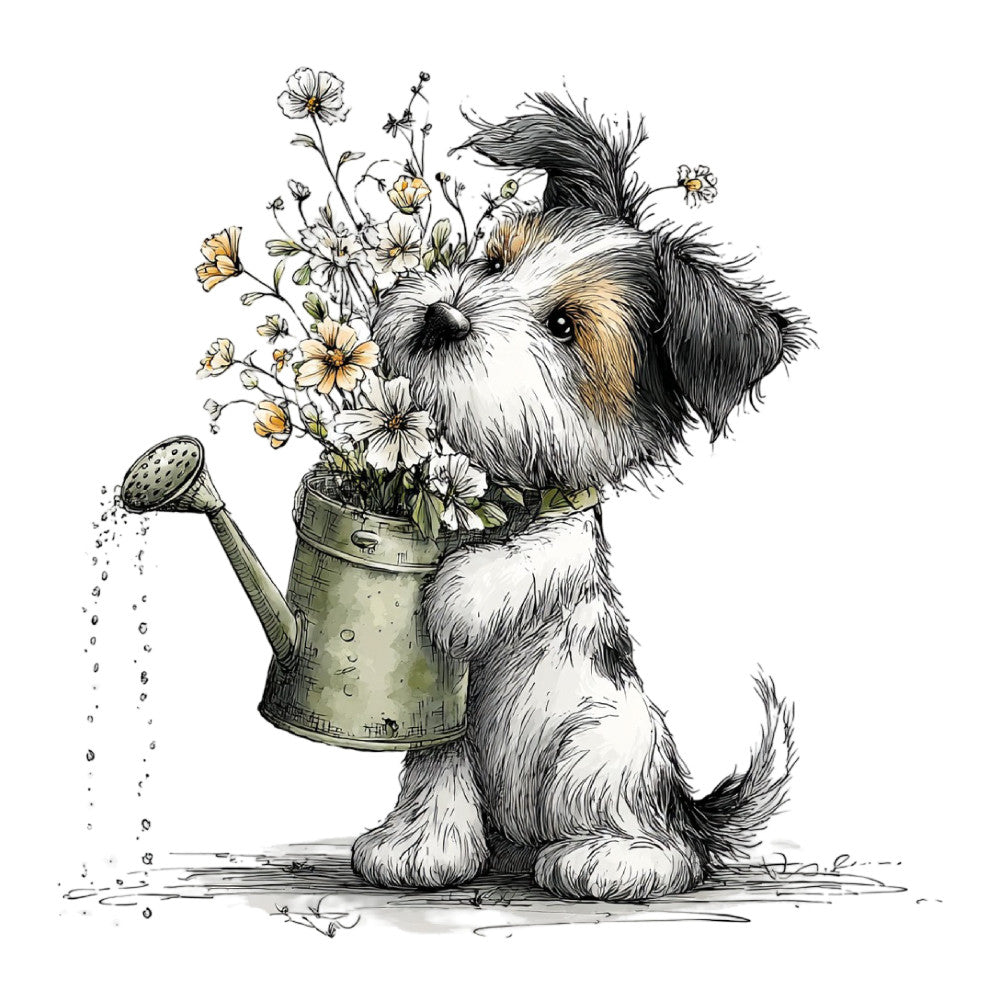 Whimsical Spring Dogs Fabric Panel 38