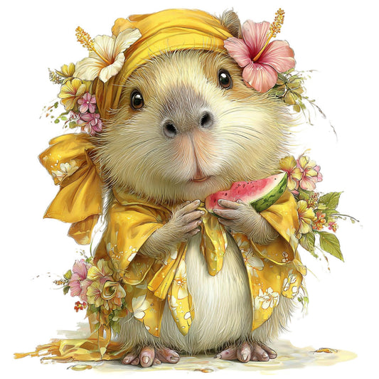 Whimsical Summer Capybara Fabric Panel 22